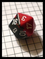 Dice : Dice - 20D - Chessex Half and Half Black and Red with White Numerals - Gen Con Oct 2010
